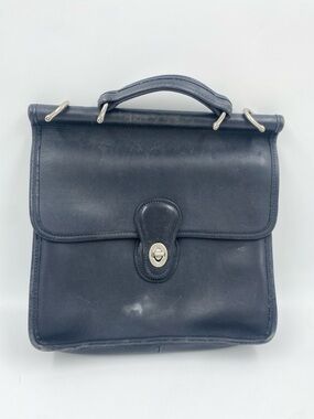Vintage VTG 90s Coach Willis Bag Purse 9927 Leather Midnight Navy